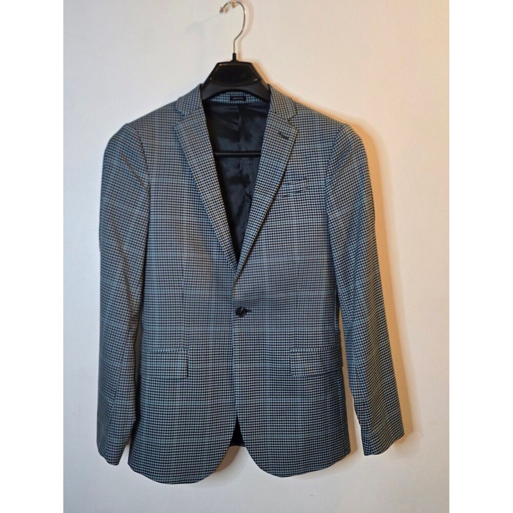 J.f. Ferrar Blue And Green Plaid Blazer 36 R